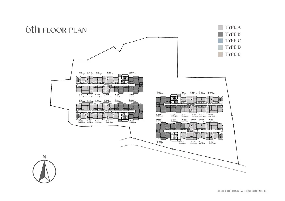 The Element master plan, sixth floor, showing how unit position and outlook can affect resale value