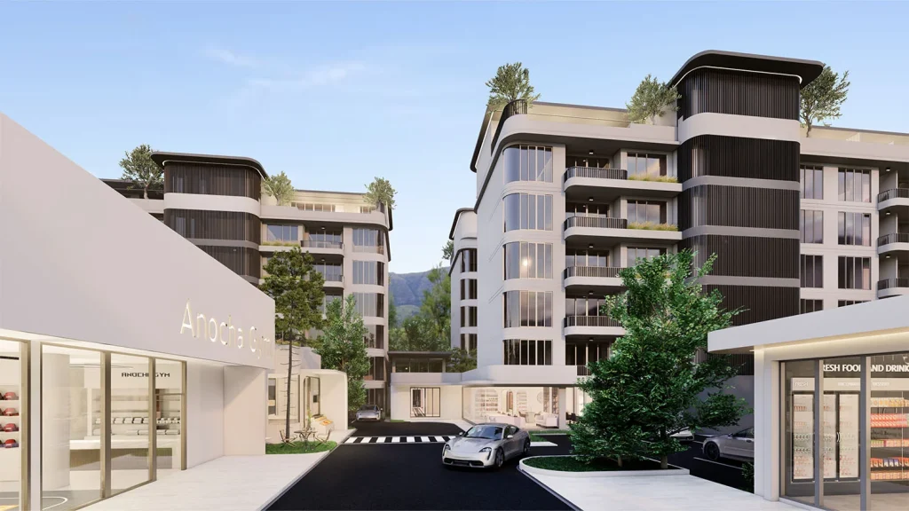 Architectural visualisation of The Element condominium, a base for living in Kamala