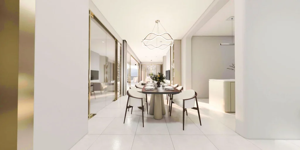 Interior visualisation of a dining area at The Element in Kamala