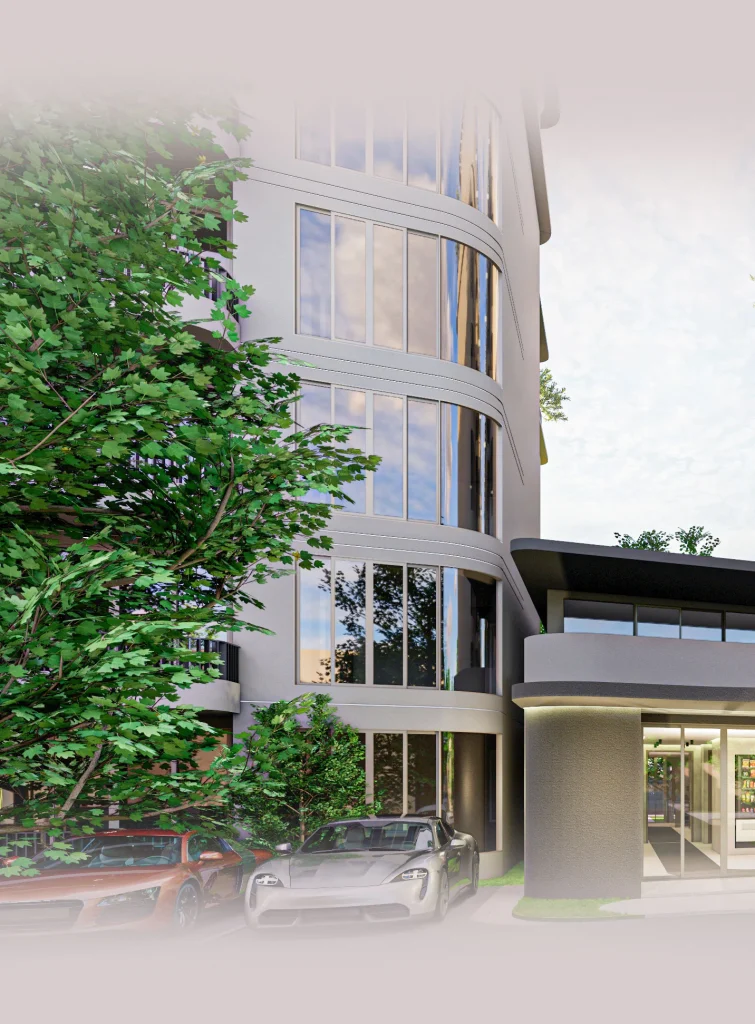 Architectural visualisation of a residential building and entrance at The Element in Kamala