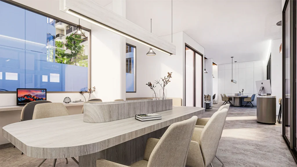 Architectural visualisation of the proposed business hub and co-working space at The Element, a property in Phuket's Kamala