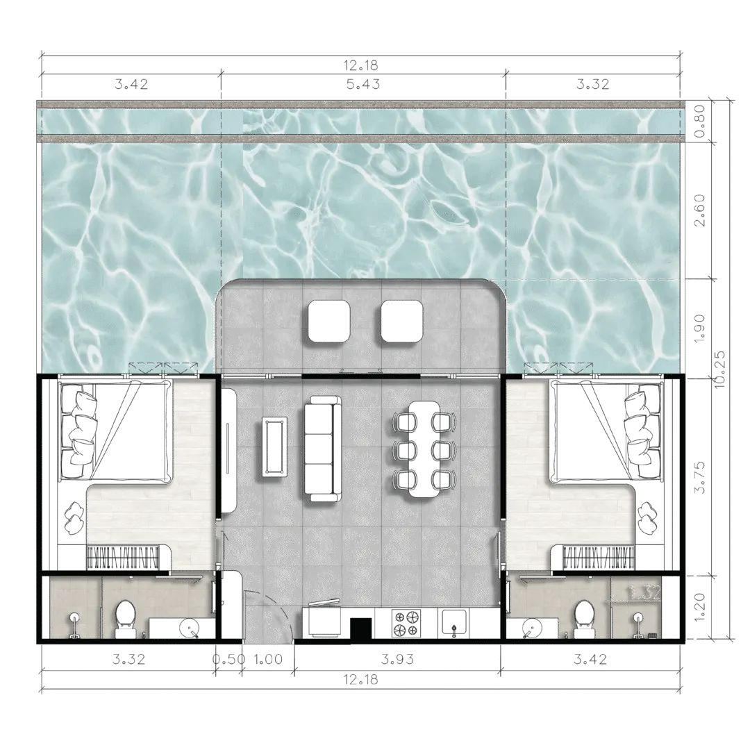 Floor plan of a Type E master penthouse with private pool, 168.61 sq.m., at The Element, relevant to the condo vs villa choice